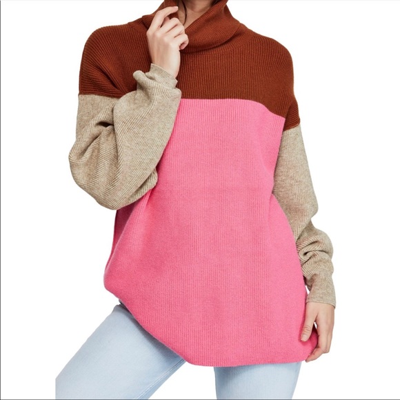 Free People Sweaters - FREE PEOPLE Colorblock Turtleneck Sweater